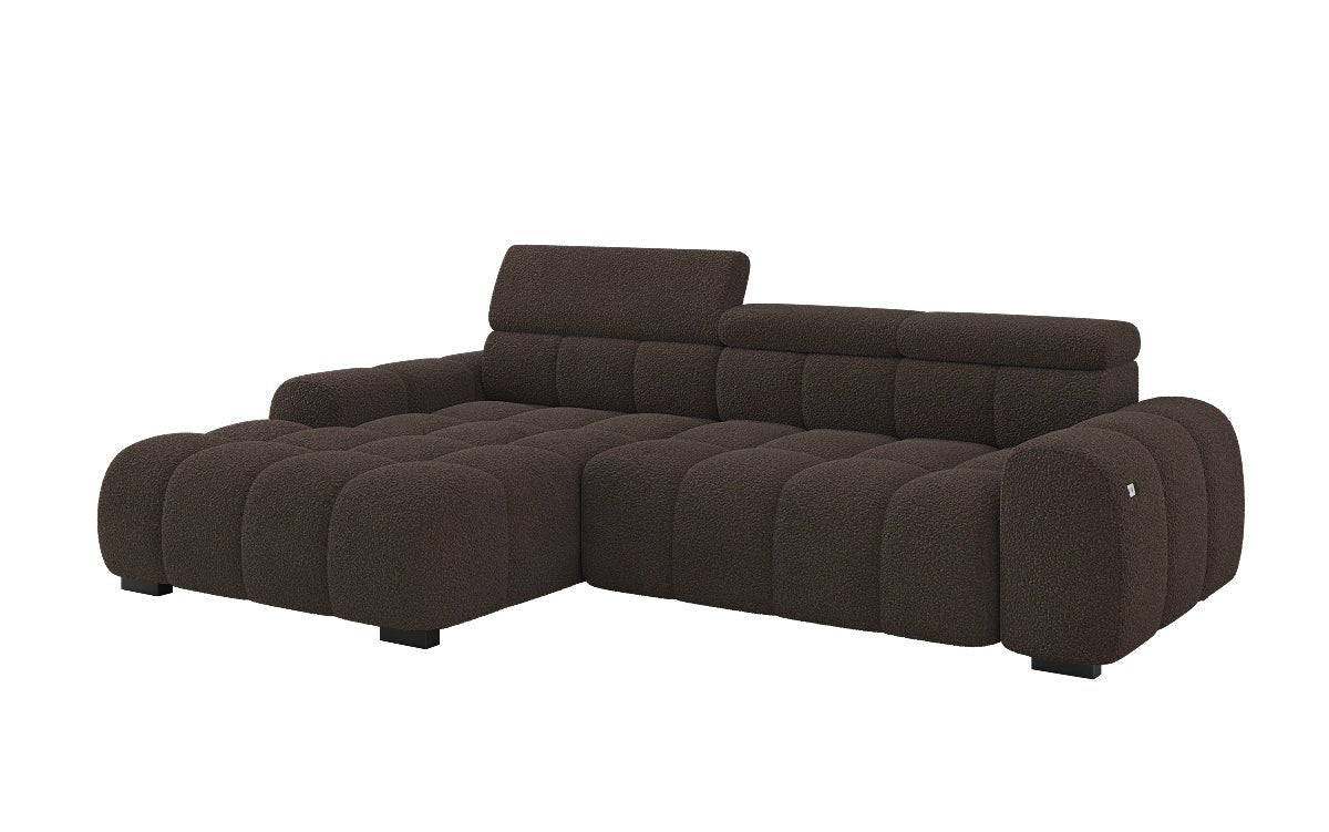Designer Sofa Elaro L mit elektrischer Sitzerweiterung in Bouclé