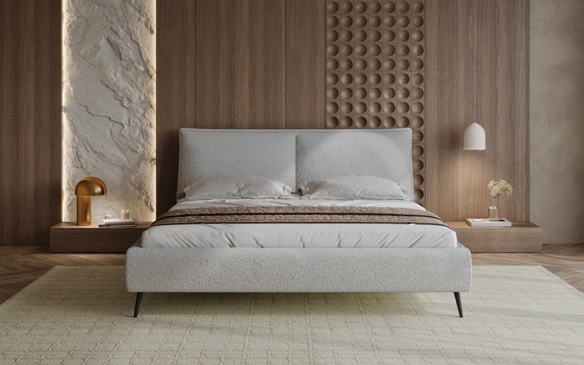 Designer Polsterbett Zoe Bouclé mit Stauraum