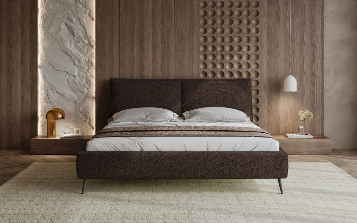 Designer Polsterbett Zoe Bouclé mit Stauraum