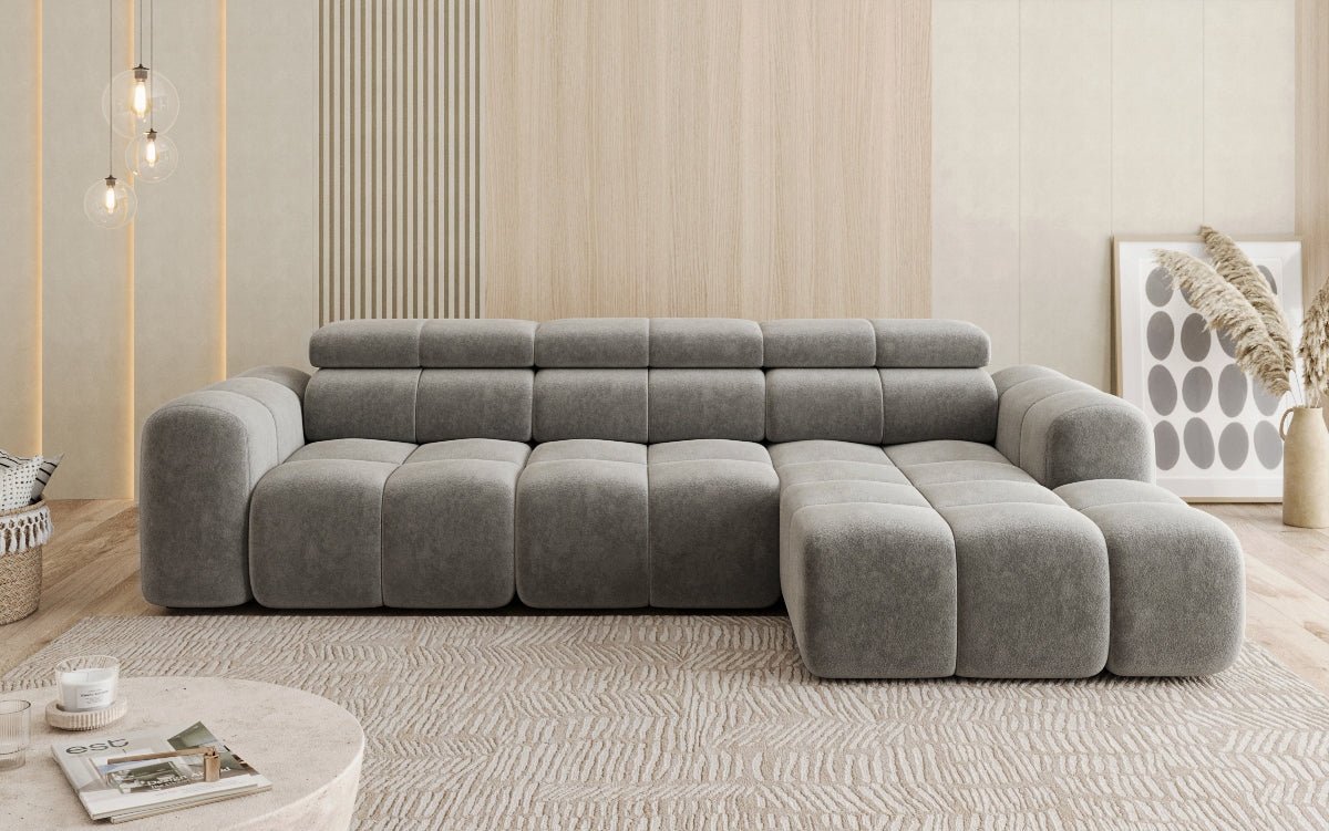Designer Sofa Mia L mit elektrischer Sitzerweiterung in Chenille
