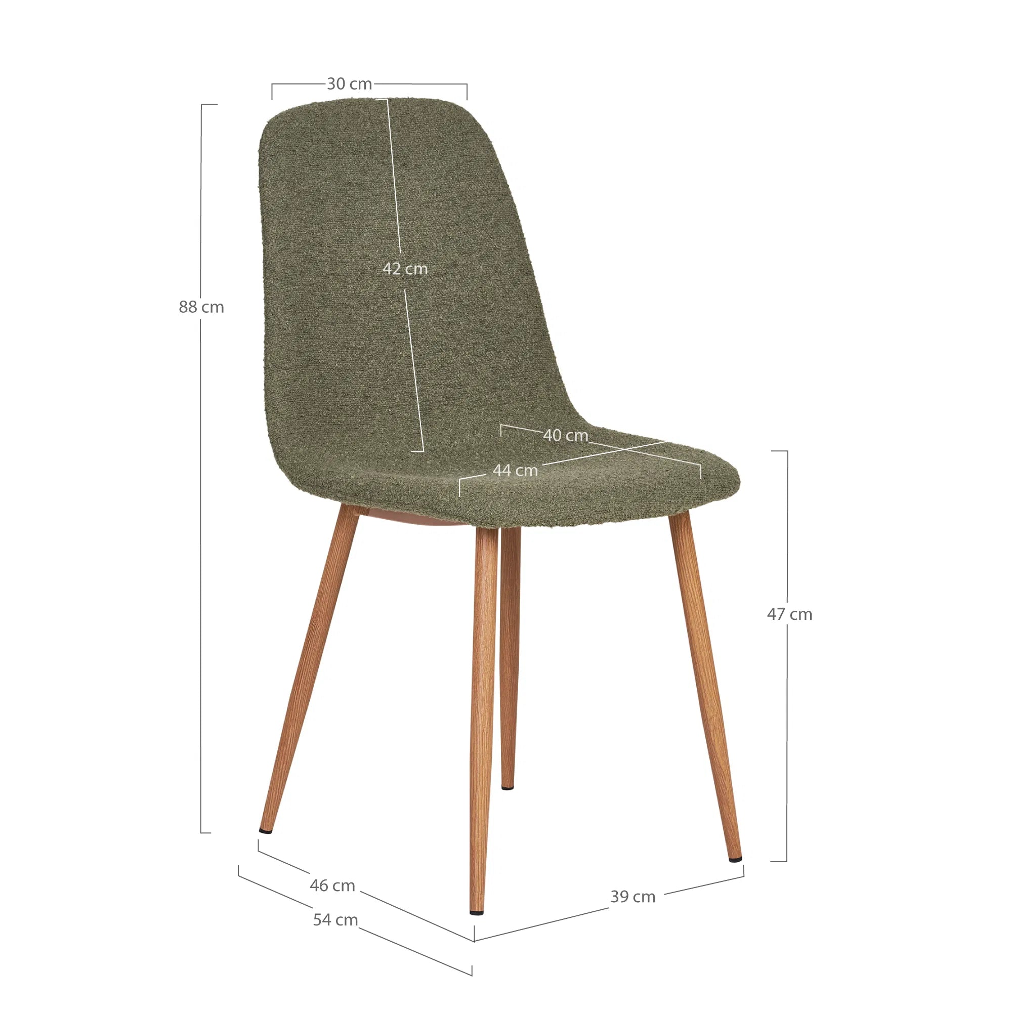 2er Set - Designer Stuhl Wien in Bouclé Grün