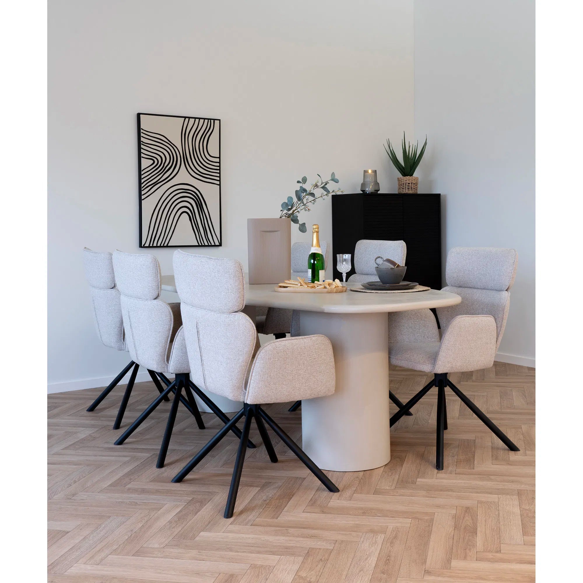 Set of 2 - Designer Chair Valerio Fabric with Swivel Function