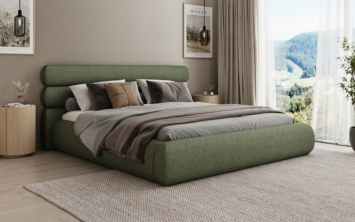 Designer Polsterbett Joline in Strukturstoff mit Stauraum