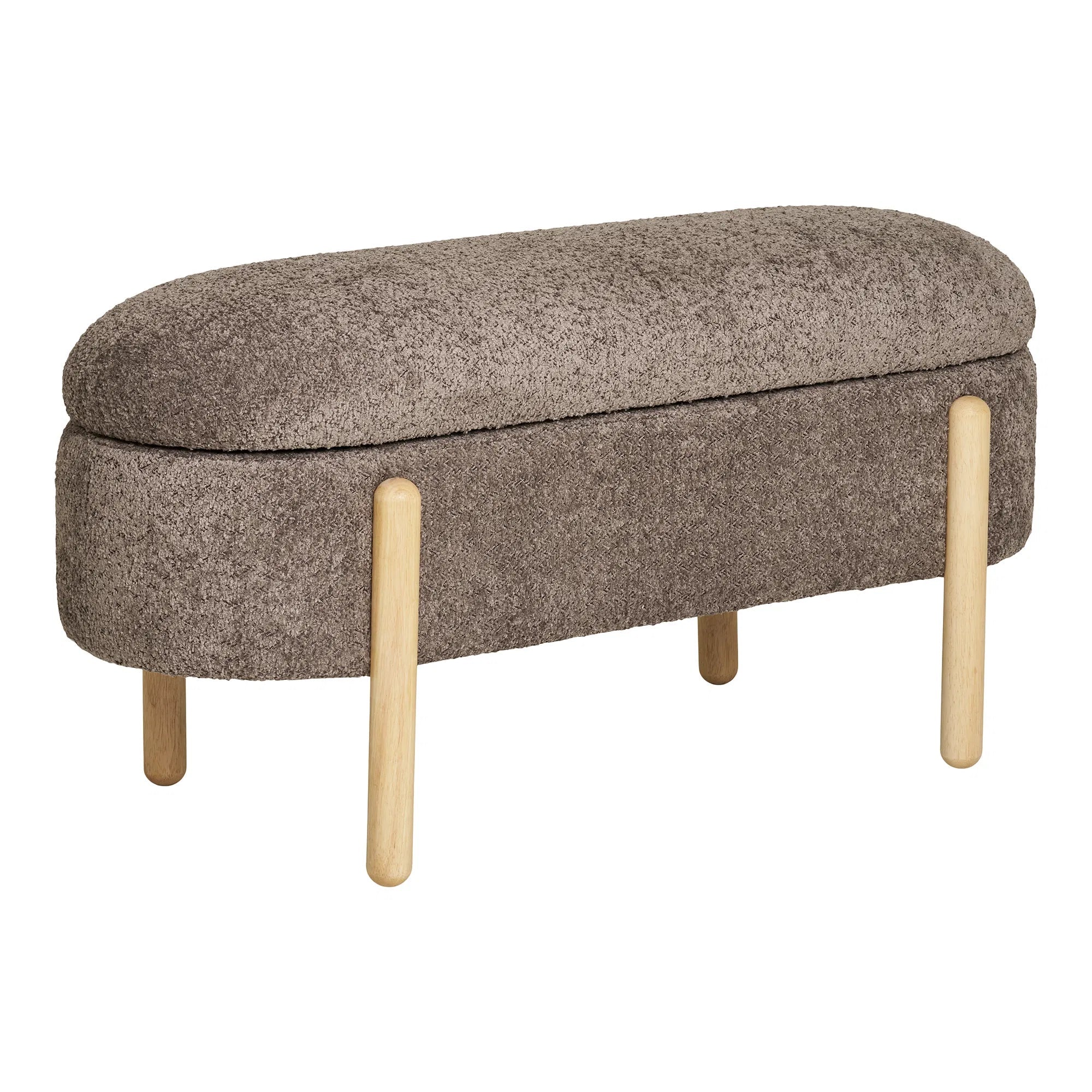 Beistellhocker Bianca Bouclé Braun mit Stauraum