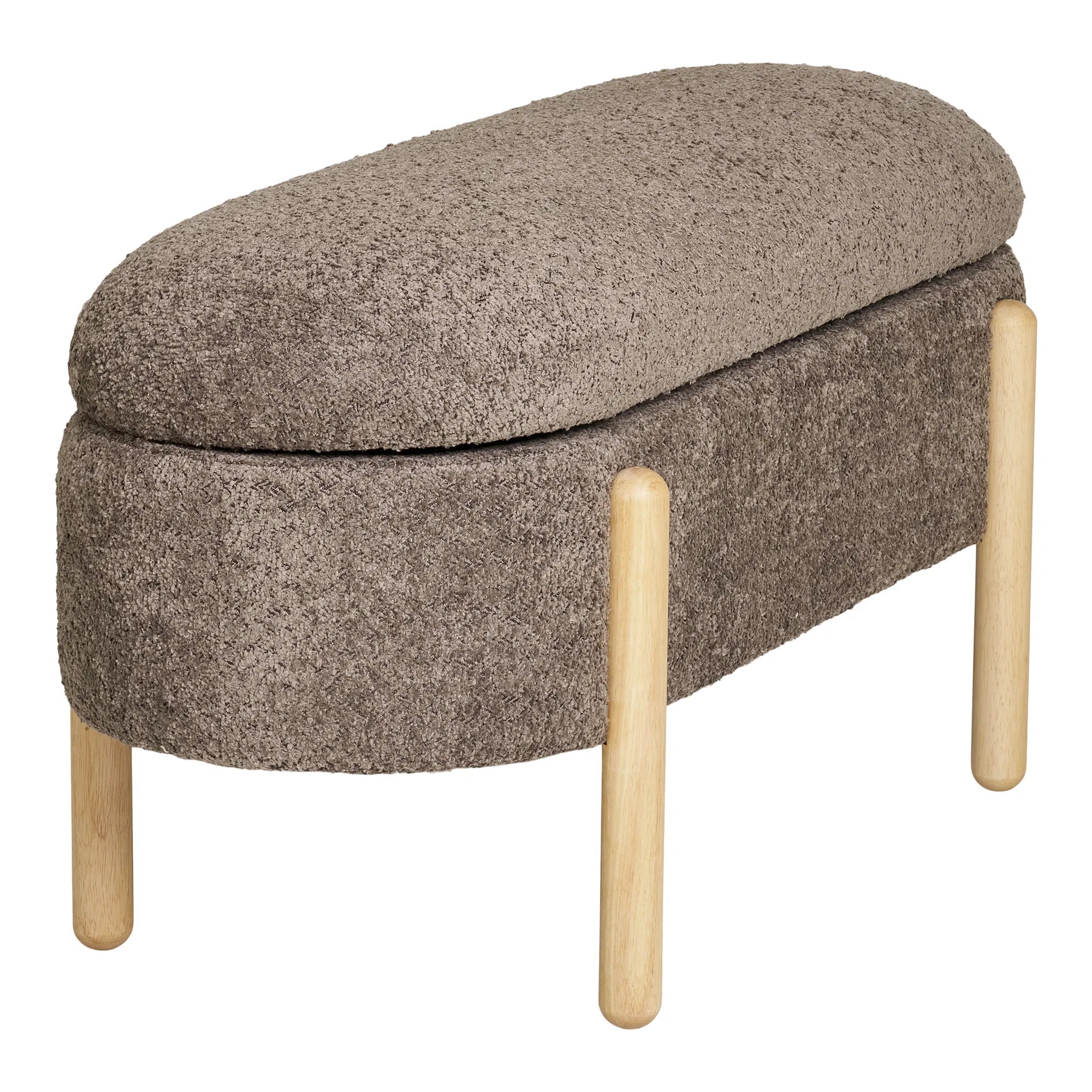 Beistellhocker Bianca Bouclé Braun mit Stauraum