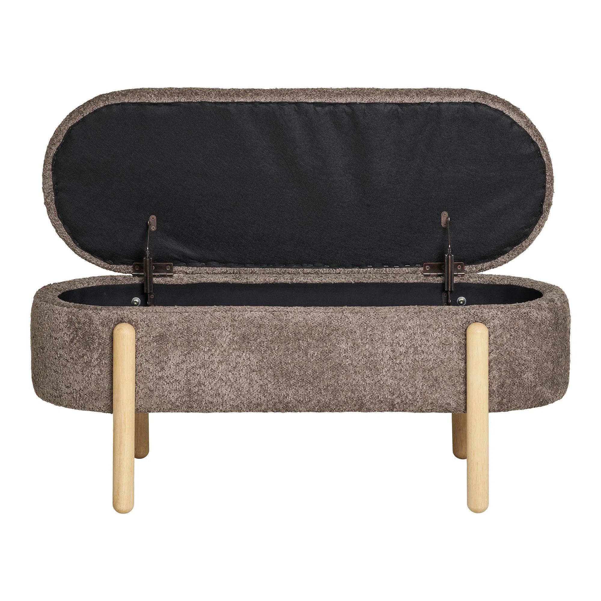 Beistellhocker Bianca Bouclé Braun mit Stauraum