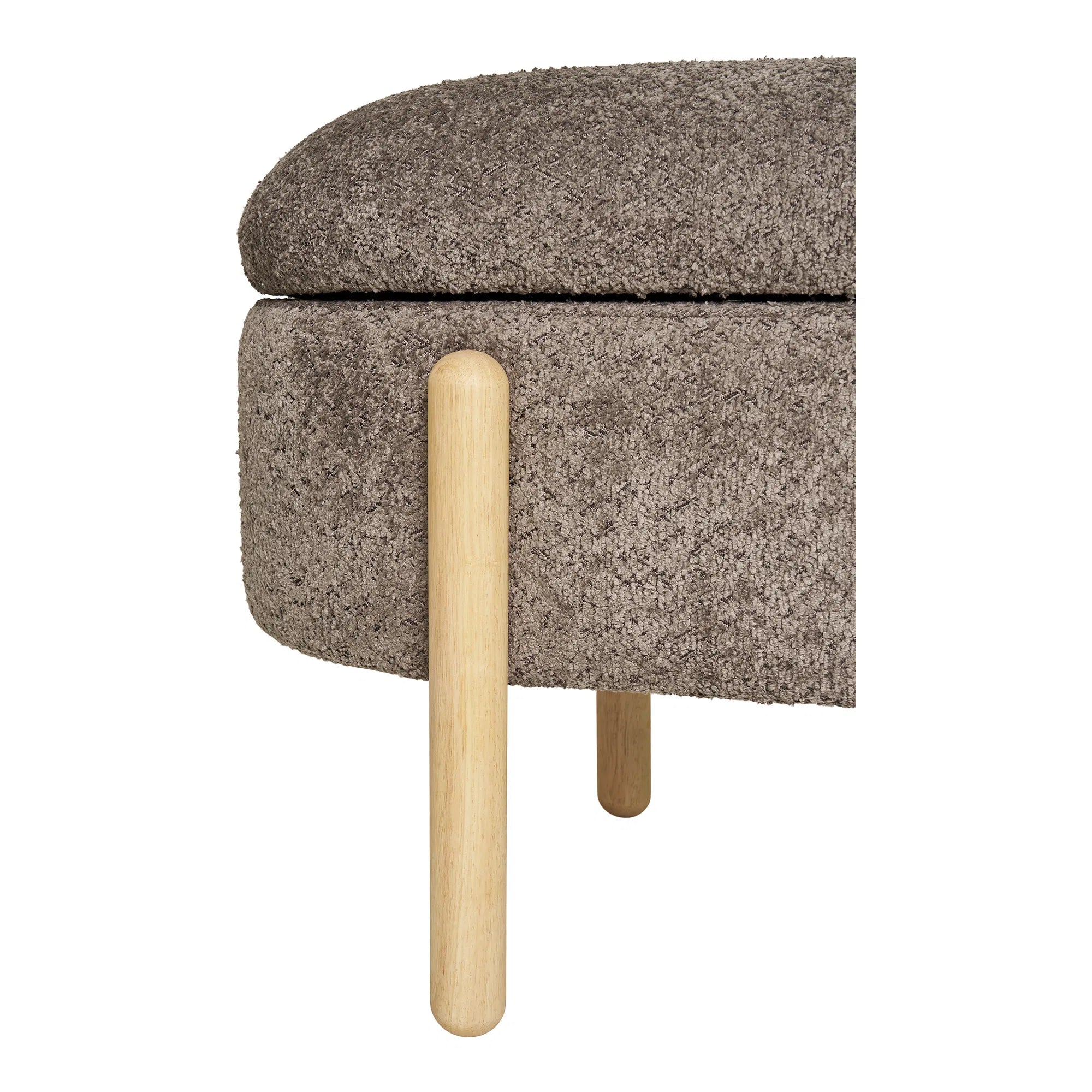 Beistellhocker Bianca Bouclé Braun mit Stauraum