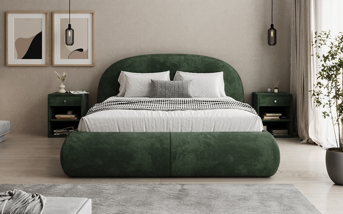 Designer Polsterbett Loop in Cord mit Stauraum