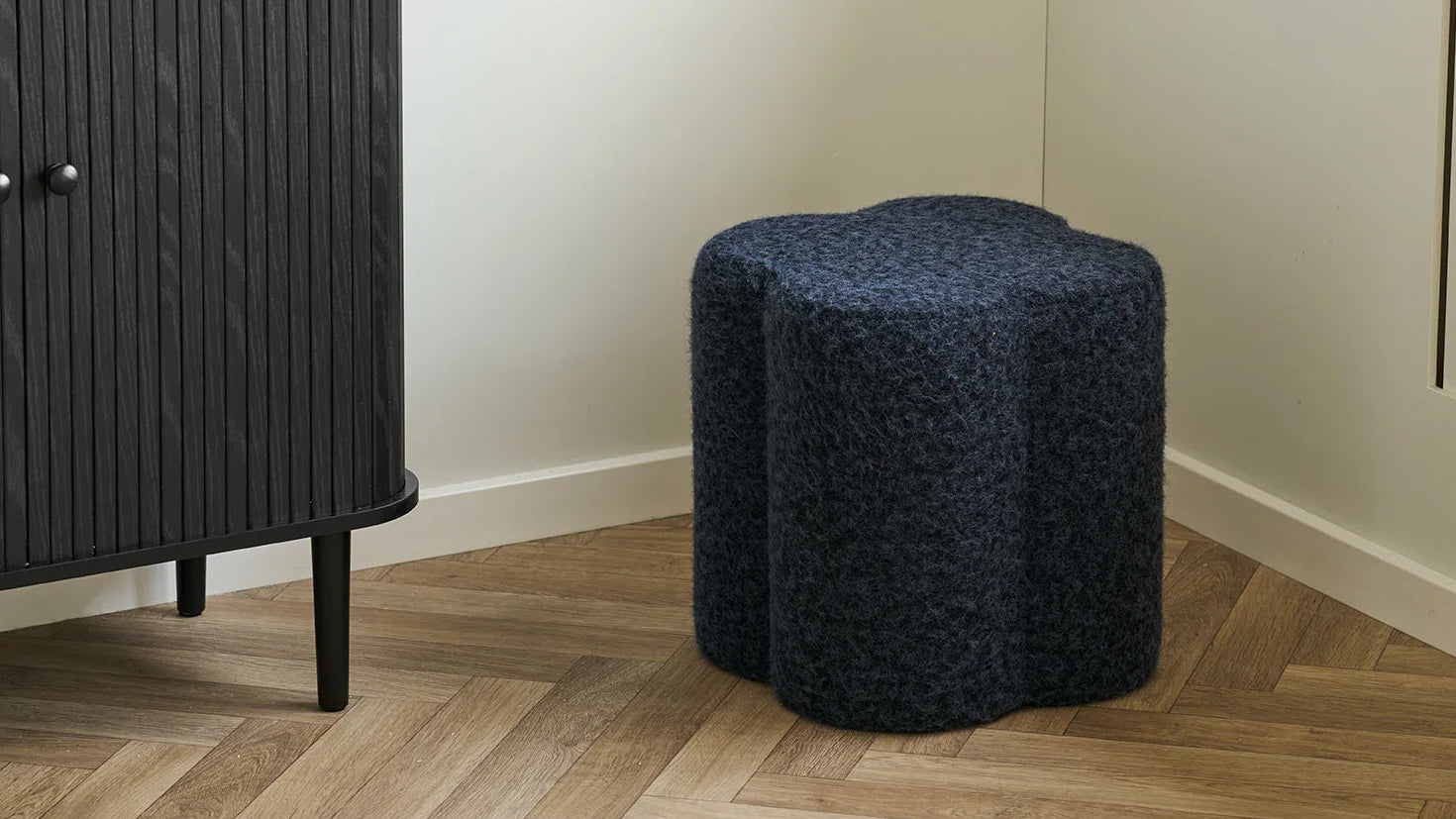 Beistellhocker Mercury - aus blauem Polyester