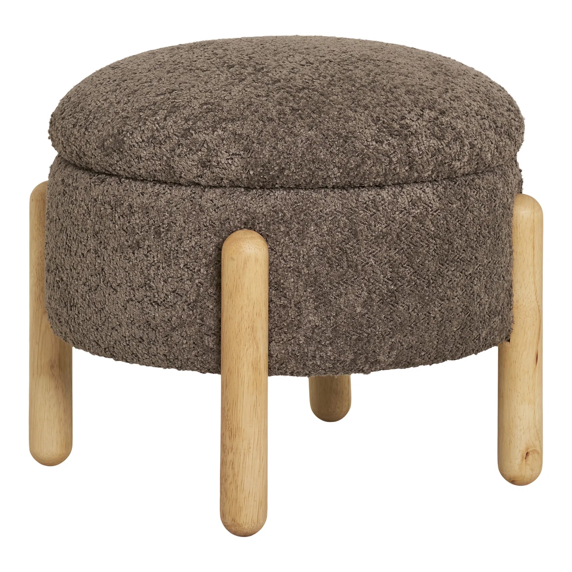 Beistellhocker Merino Bouclé Braun mit Stauraum