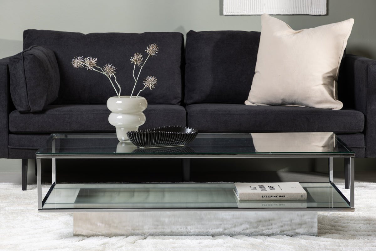 Couchtisch Lanera - mit Glasflächen und Stahlkorpus