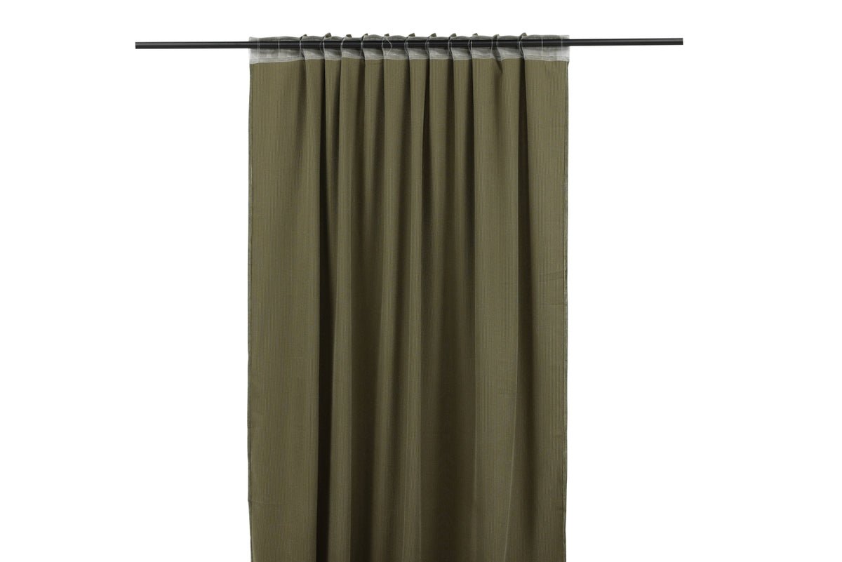 Gardinen-Set Verta – mit Mehrband-System in Beige & Moosgrün
