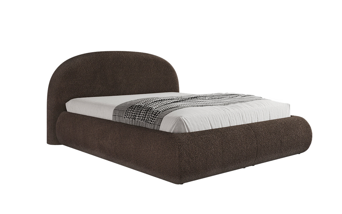 Designer Polsterbett Loop in Teddy Bouclé mit Stauraum