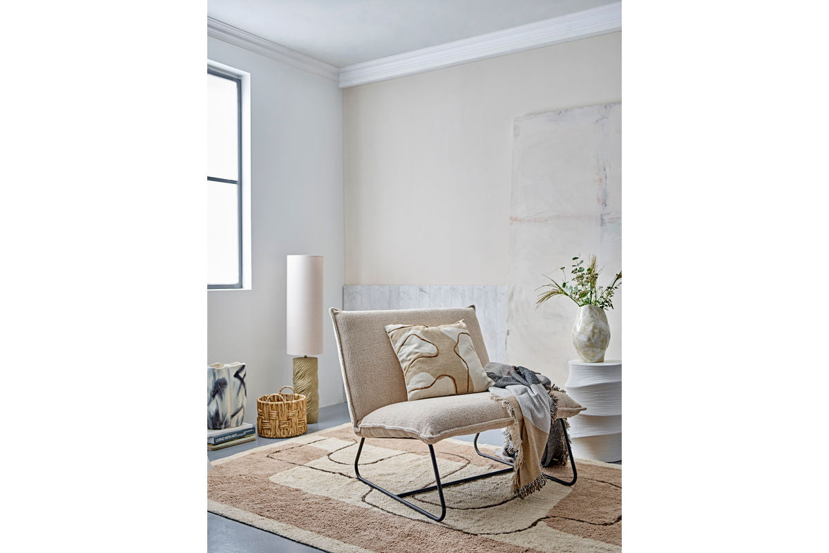 Stehlampe Ari – Steingut mit Stoffschirm