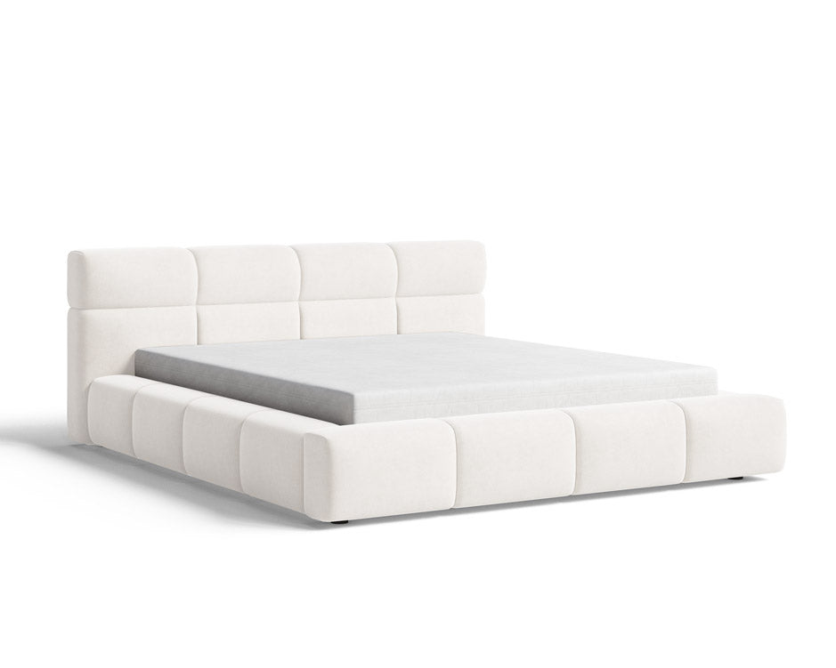 Lit capitonné designer Lora Velours avec espace de rangement