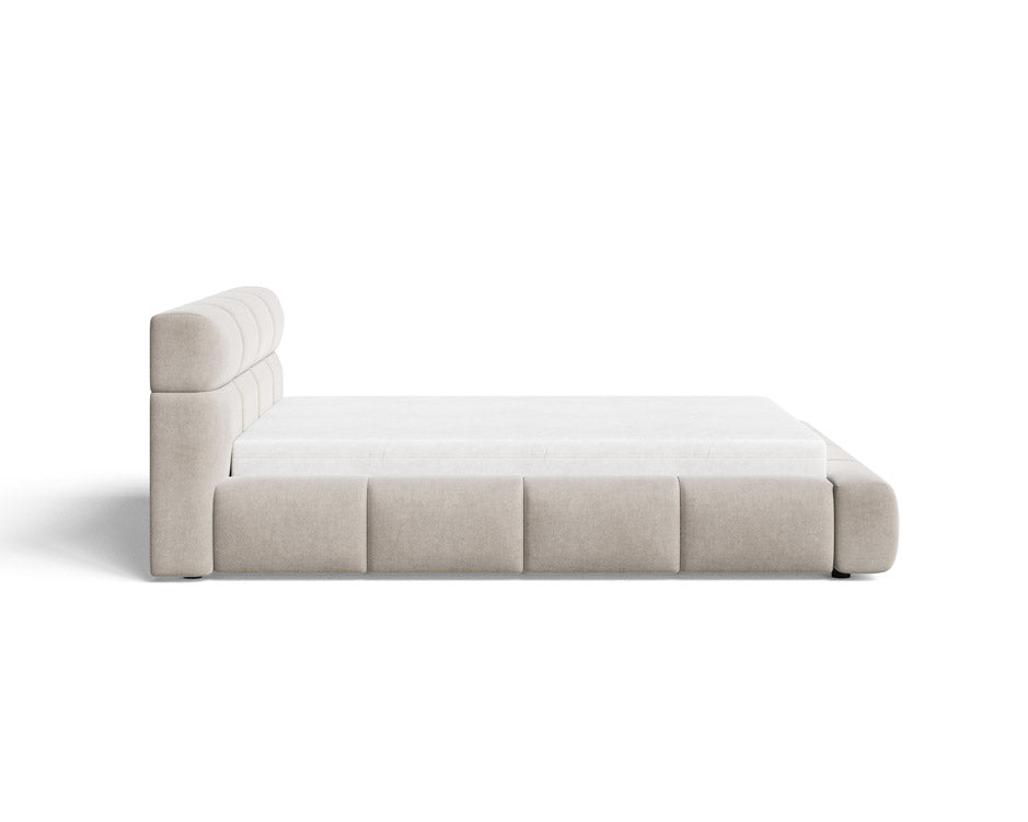 Lit capitonné designer Lora Velours avec espace de rangement