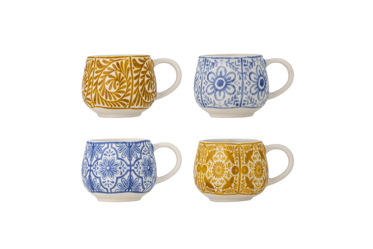Becher-Set Eirvik – Blau- Orange Steingut (4-teilig)