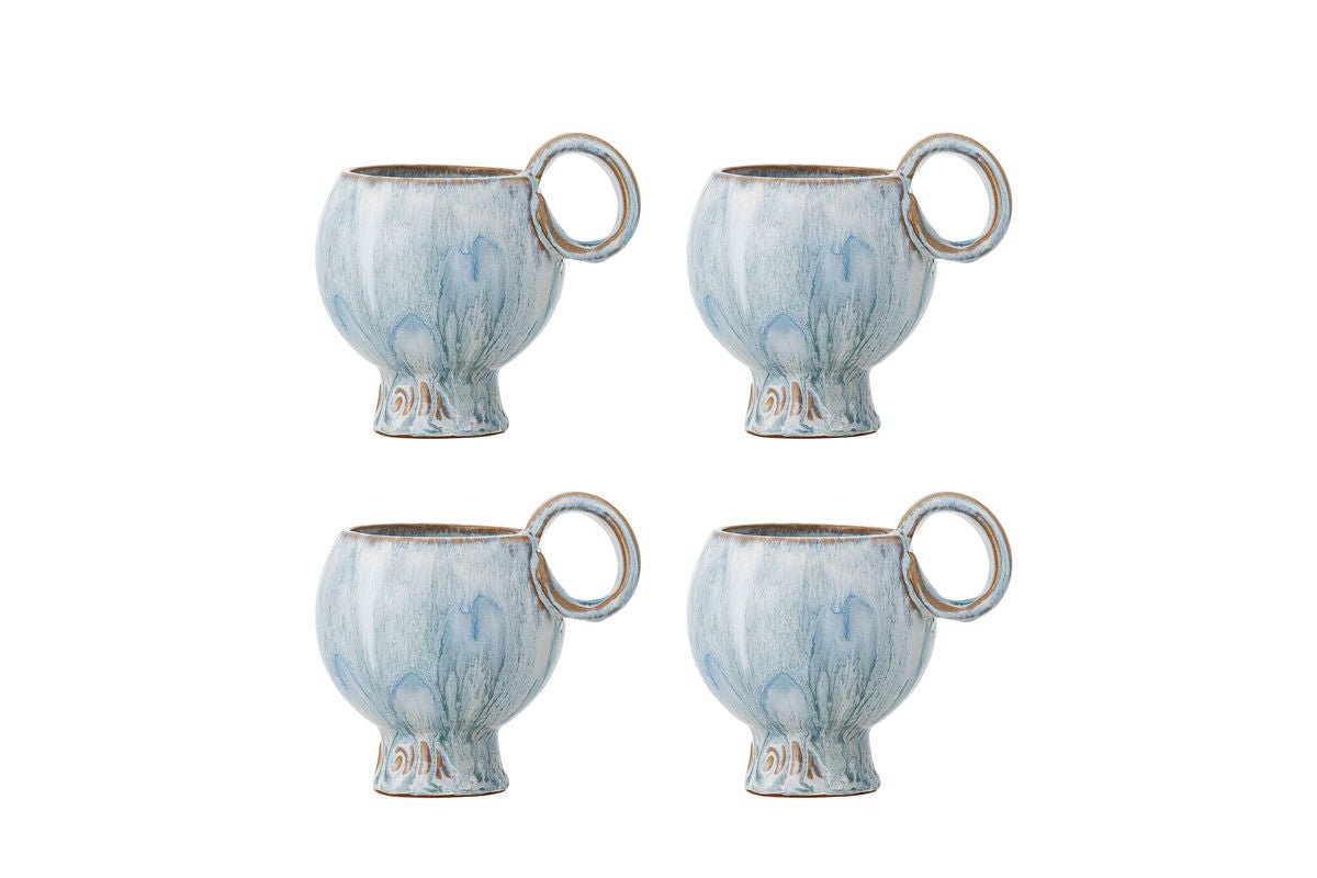Becher-Set Haldin – Blaues Steingut (4-teilig)
