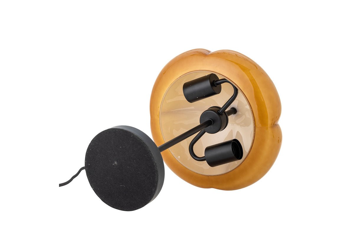 Tischlampe Solaro – Gebogener Glasschirm in warmem Gelb