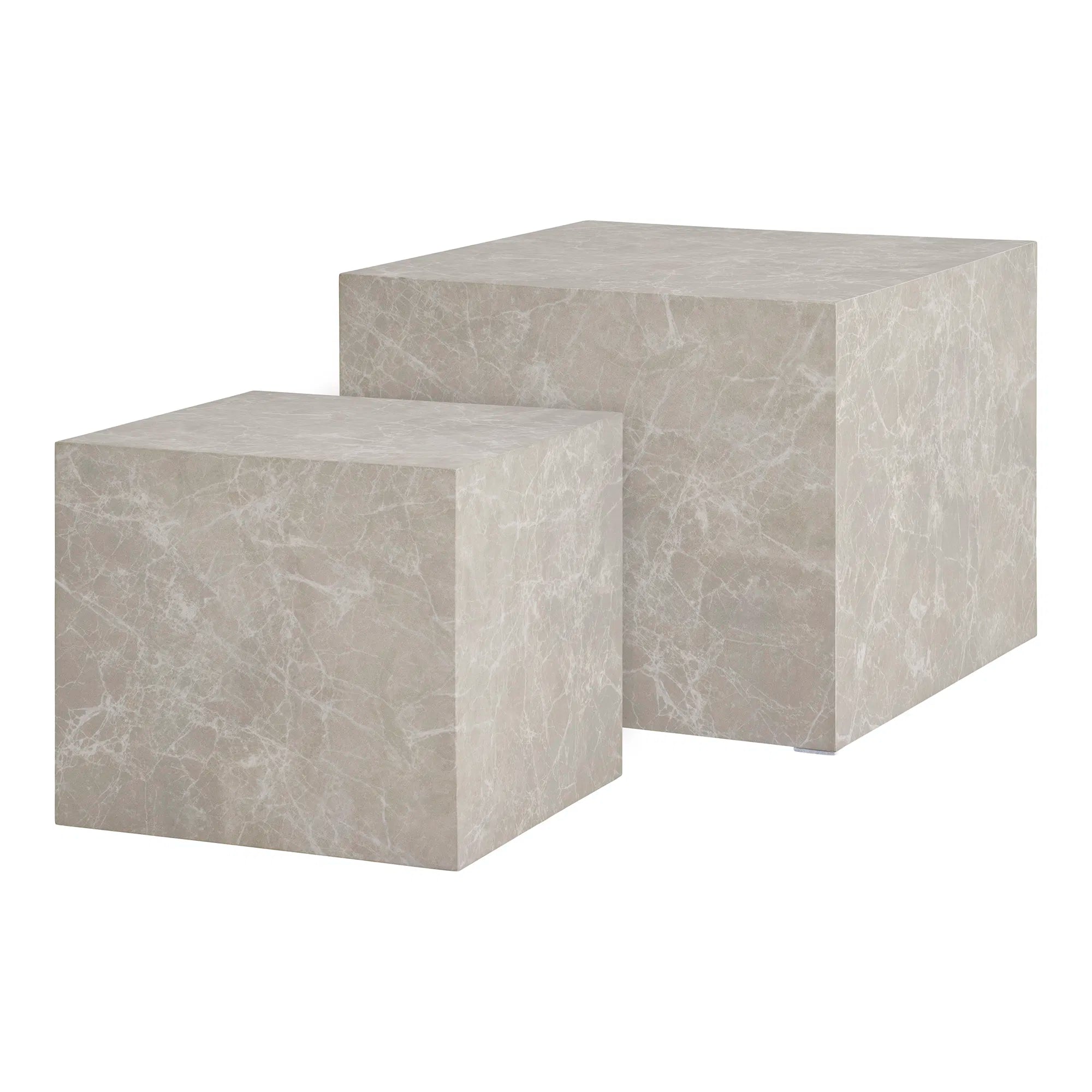 Designer Couchtisch Paris 2er Set in Marmor Optik