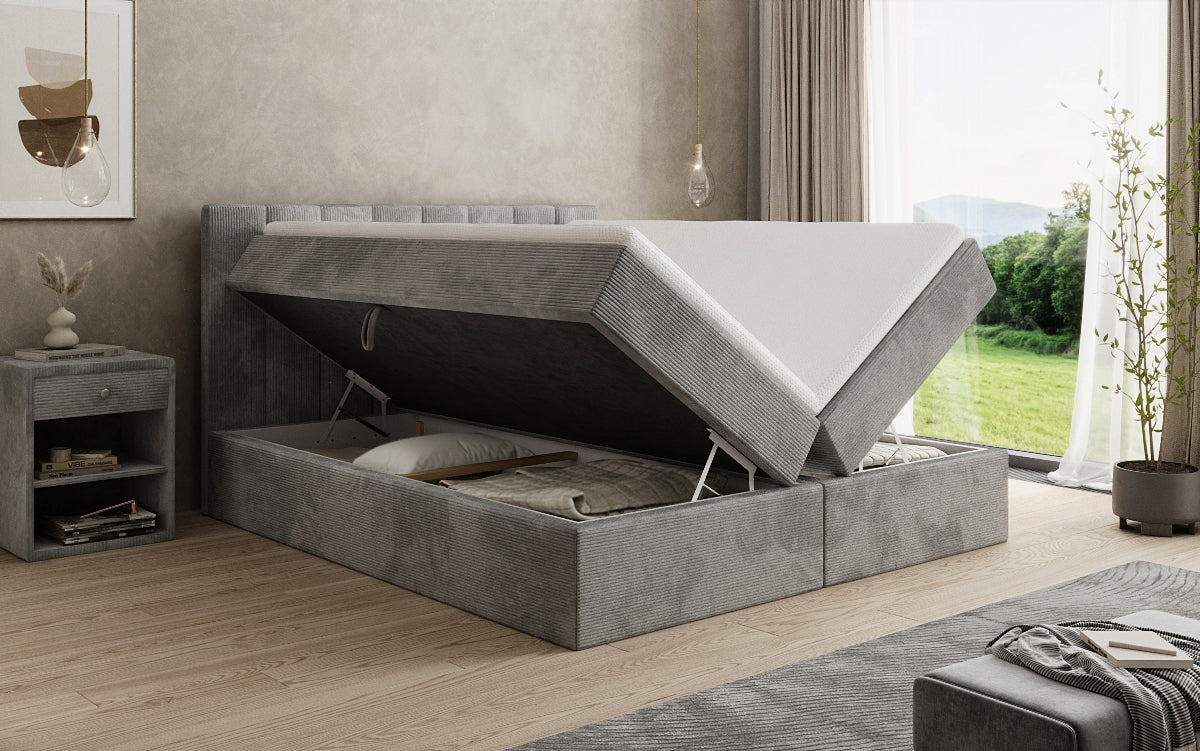 Boxspringbett Sofia in Cord mit Stauraum