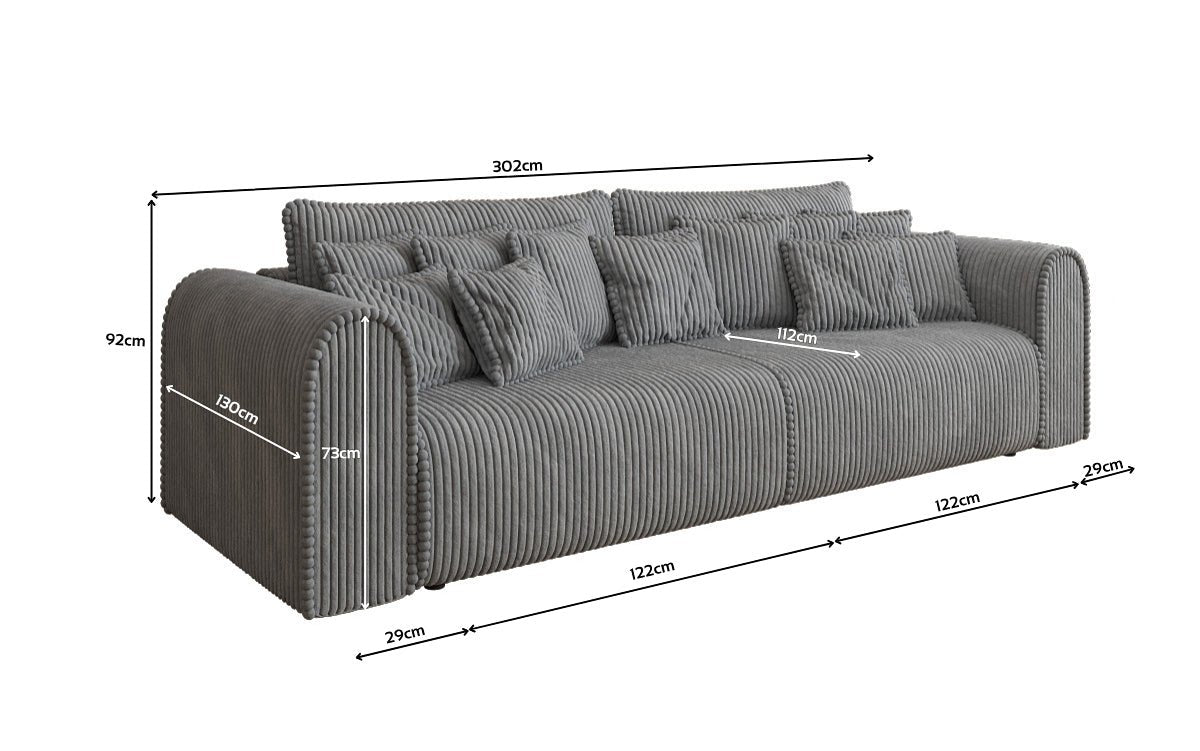 Designer Sofa Big Buddy 3 Sitzer mit Schlaffunktion und Stauraum in Breitcord