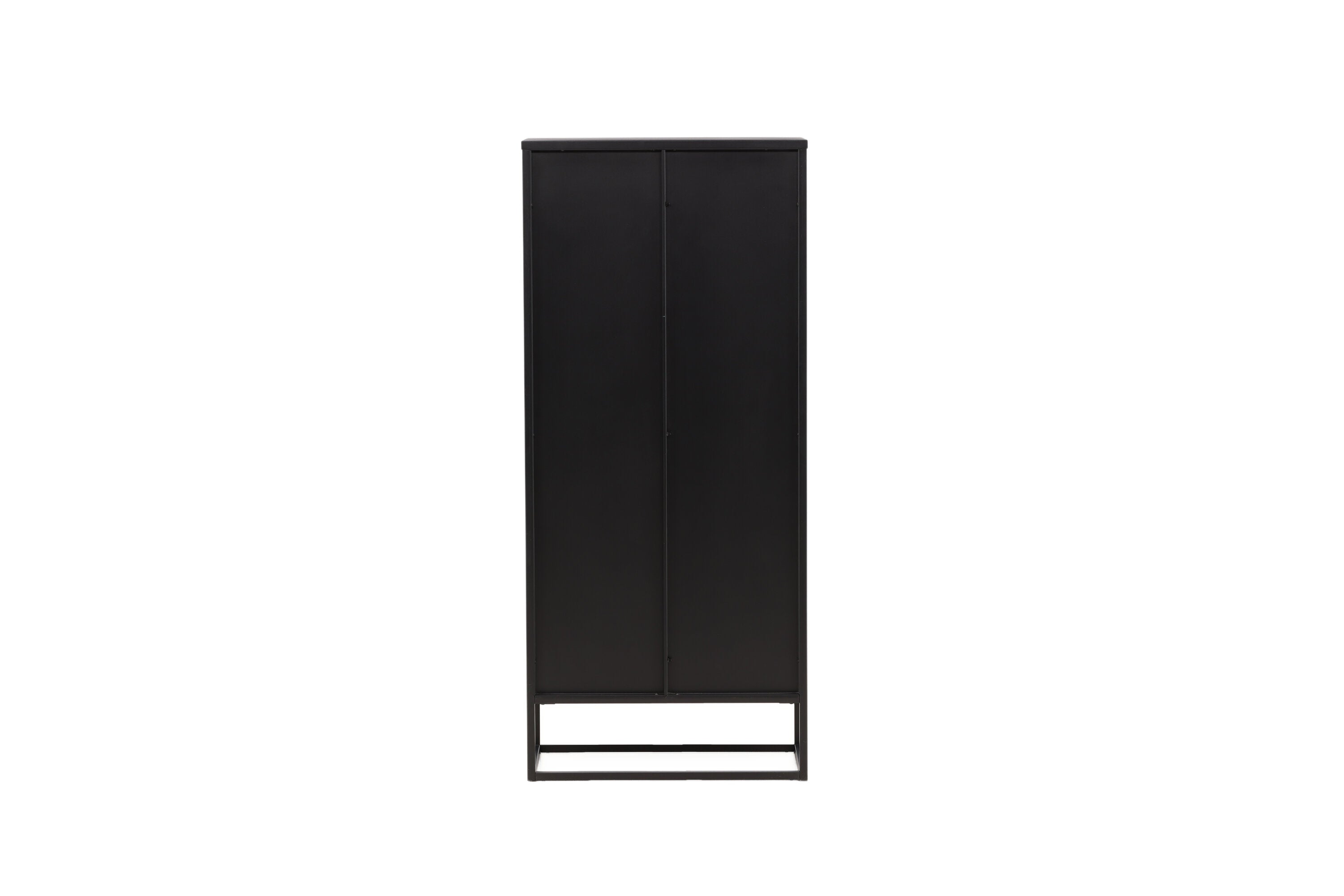 Vitrine Leonie - in Schwarz mit Wellenglas-Optik