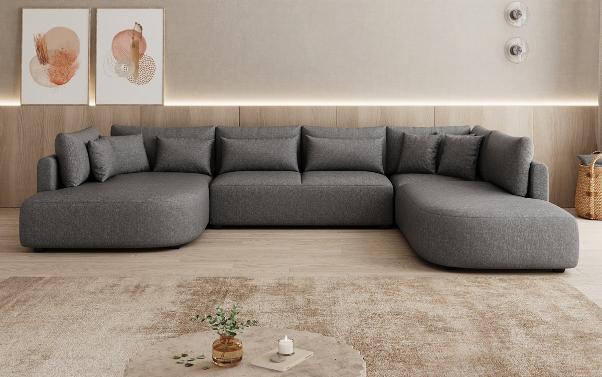 Designer Sofa Ando - Wohnlandschaft in Strukturstoff