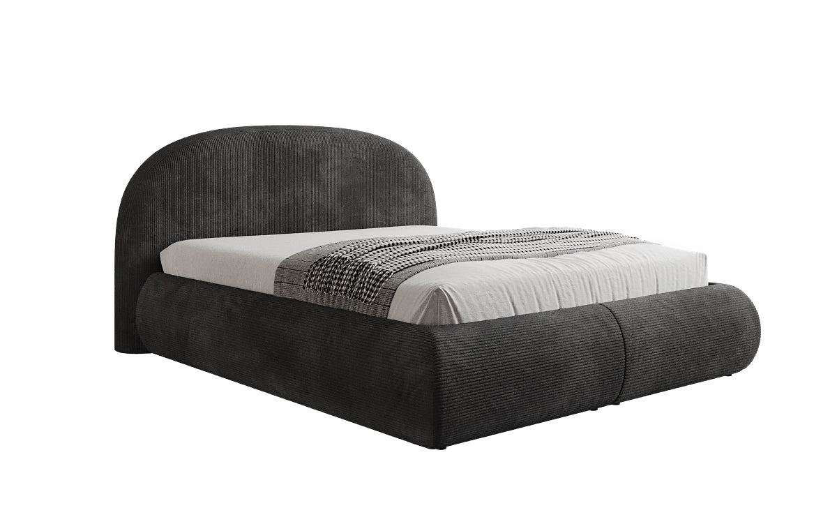 Designer Polsterbett Loop in Cord mit Stauraum
