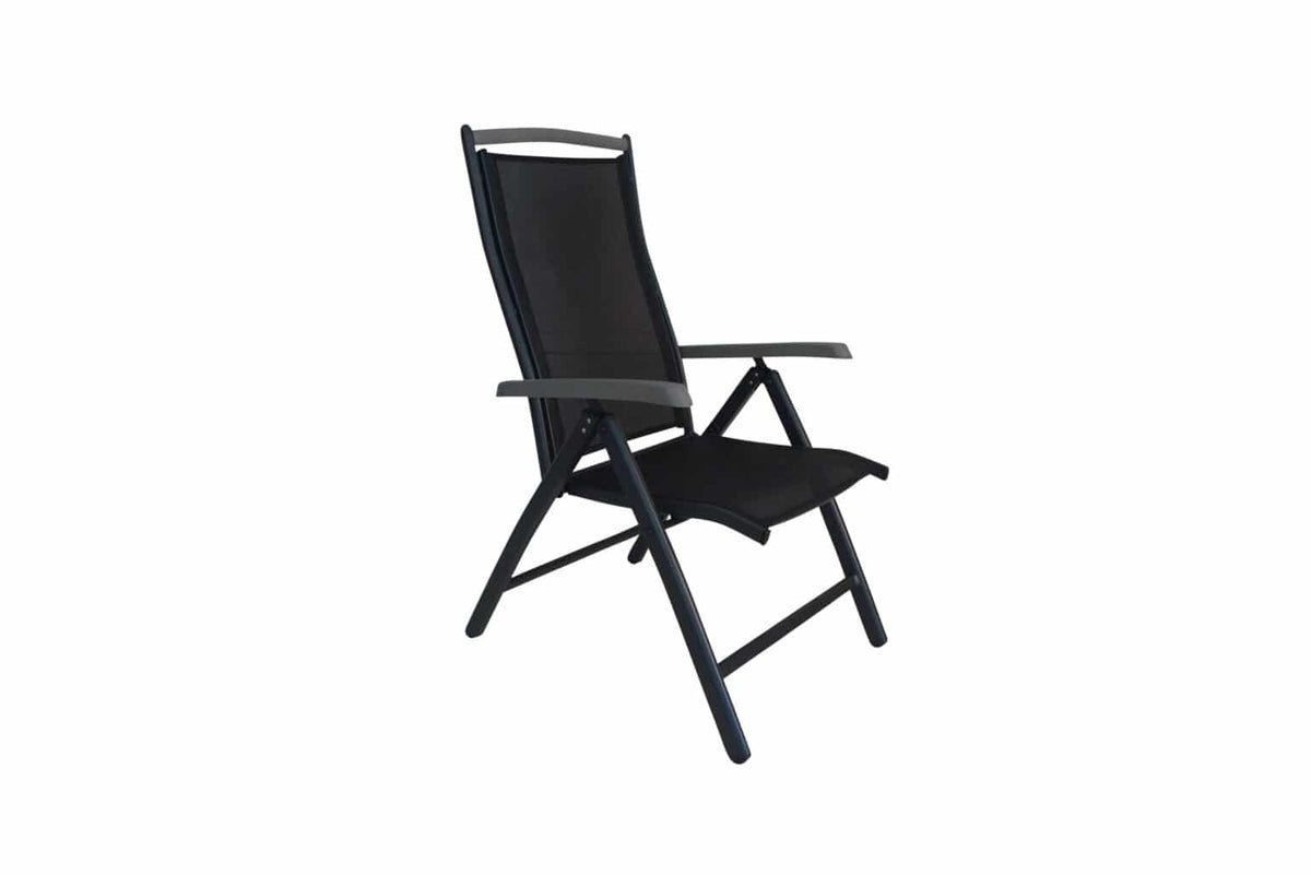 2er Set Gartenstuhl Aurelio - in Schwarz in 5 Positionen einstellbar