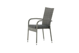 2er Set - Gartenstuhl Emma aus Rattan in Schwarz, Grau