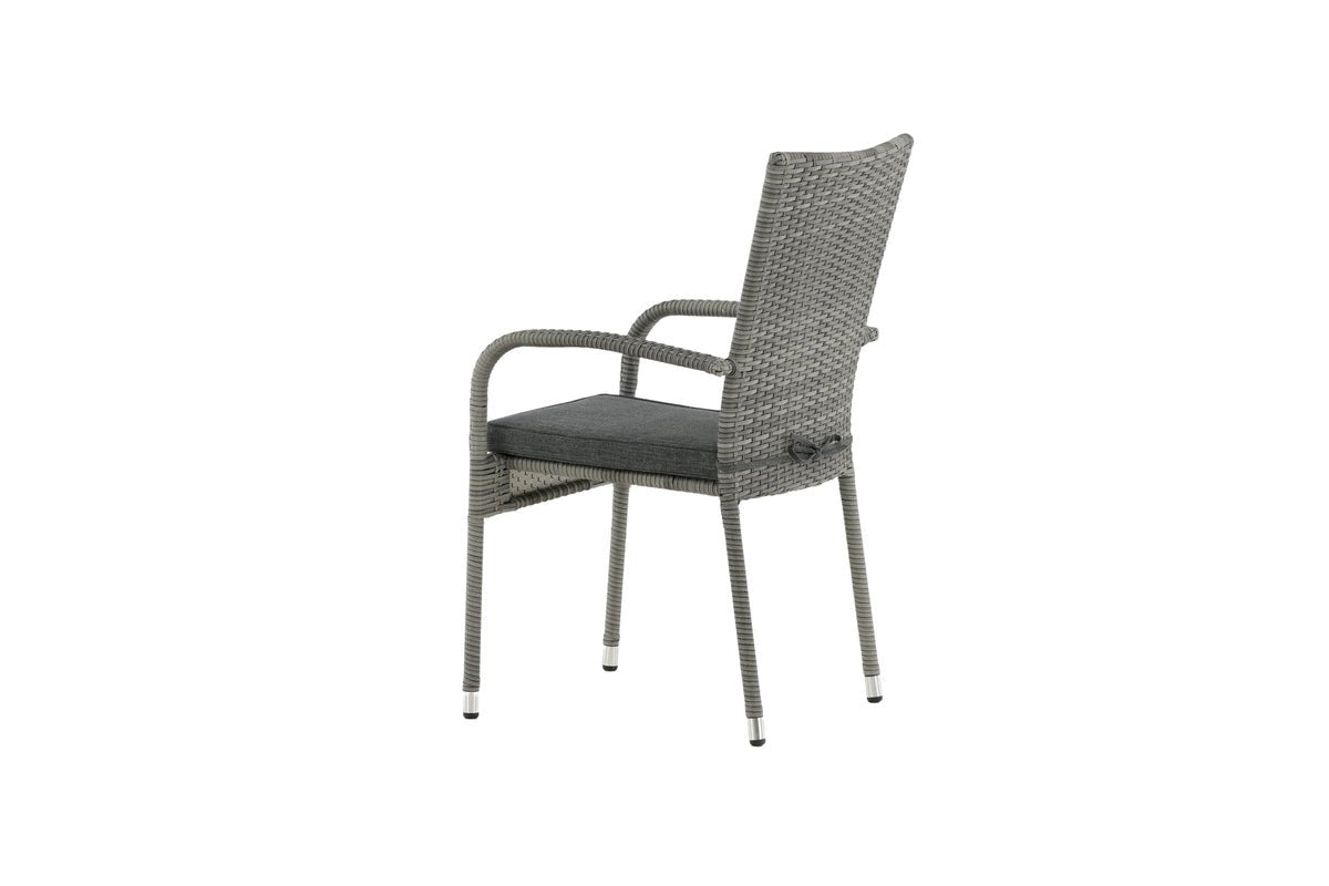 2er Set - Gartenstuhl Emma aus Rattan in Schwarz, Grau