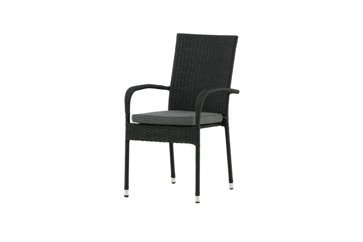 2er Set - Gartenstuhl Emma aus Rattan in Schwarz, Grau