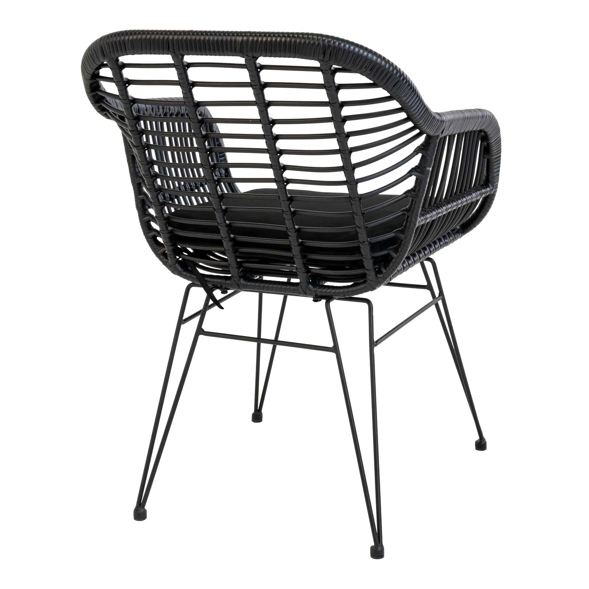 2er Set - Gartenstuhl Firenze Schwarz aus Stahl/Polyrattan