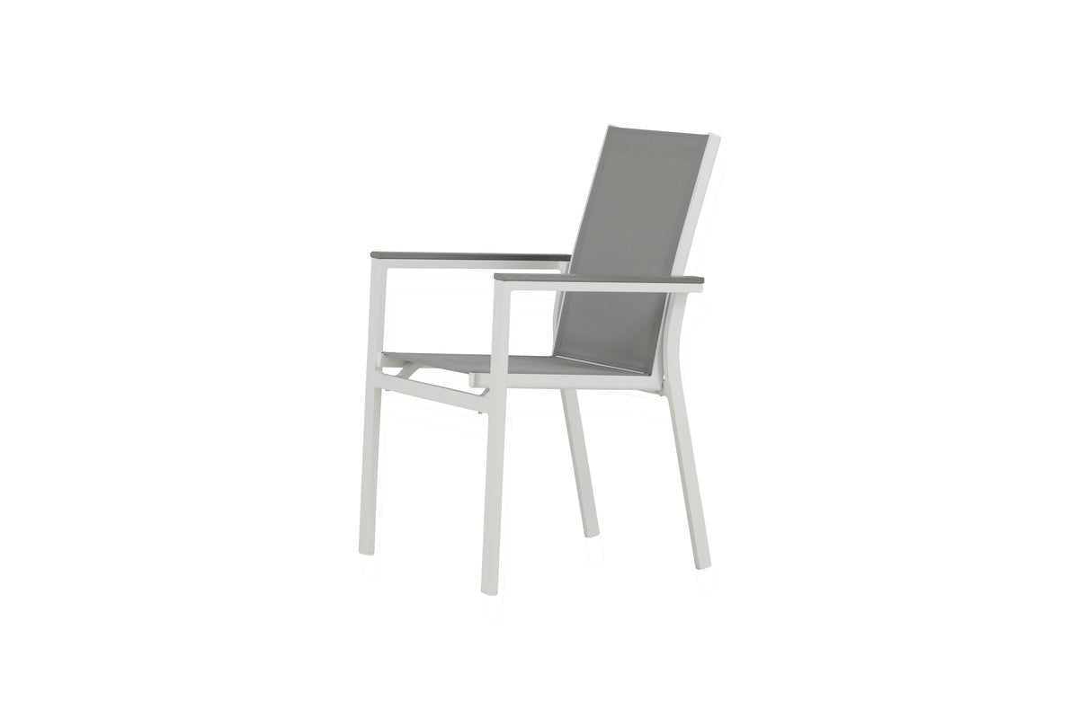 2er Set Gartenstuhl Ina - ein weiß-grauer Stuhl aus Aluminium und Textilene