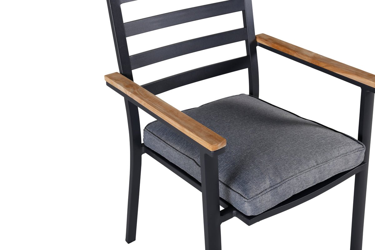 2er Set Gartenstuhl Tala - aus schwarzem Aluminiumgestell inklusive Kissen