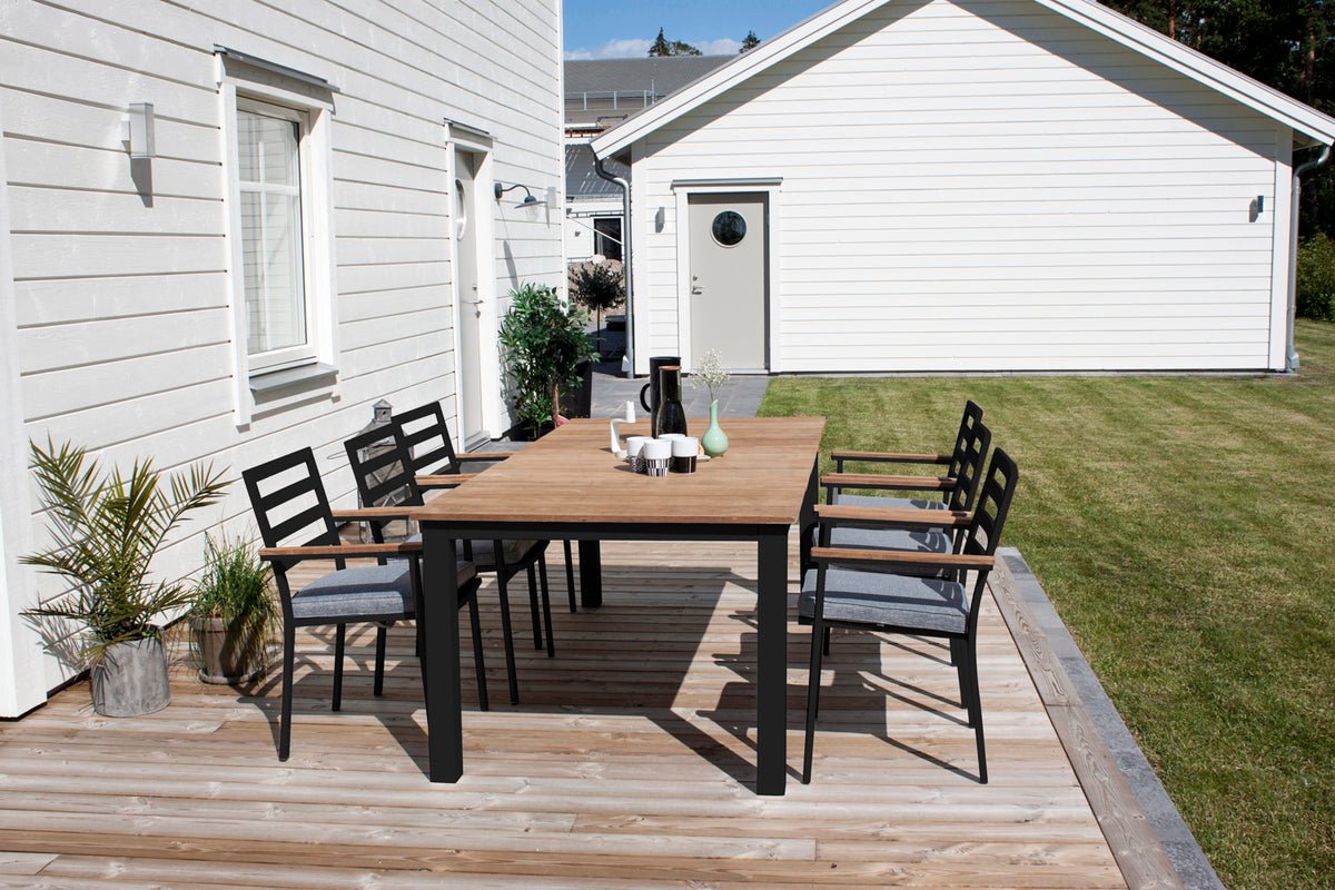 2er Set Gartenstuhl Tala - aus schwarzem Aluminiumgestell inklusive Kissen