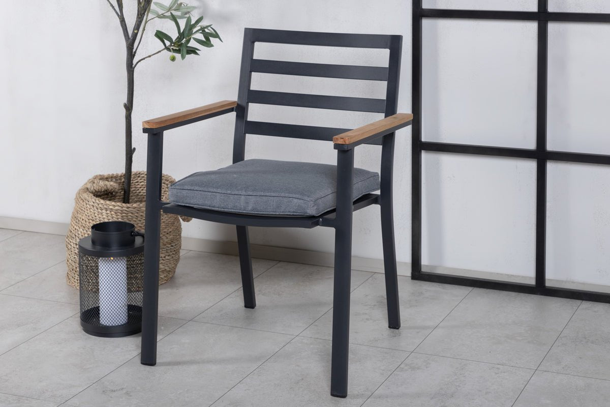 2er Set Gartenstuhl Tala - aus schwarzem Aluminiumgestell inklusive Kissen