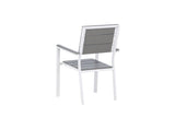 2er Set - Gartenstuhl Vita in Weiß/Grau aus Aluminium und Aintwood-Sitzfläche