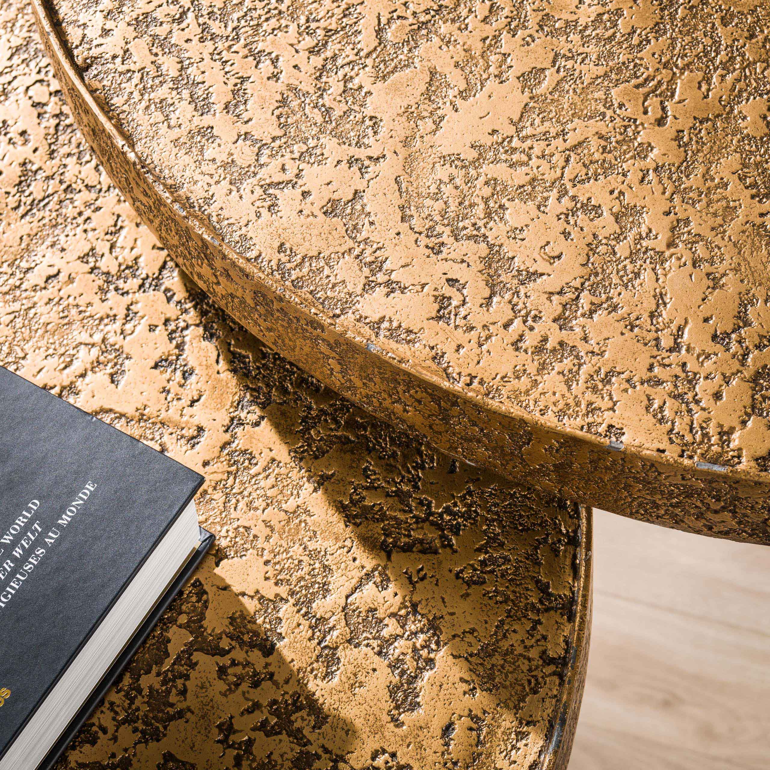 Couchtisch Kharu - 2er Set in Metallic-Antikbronze in rundem Design