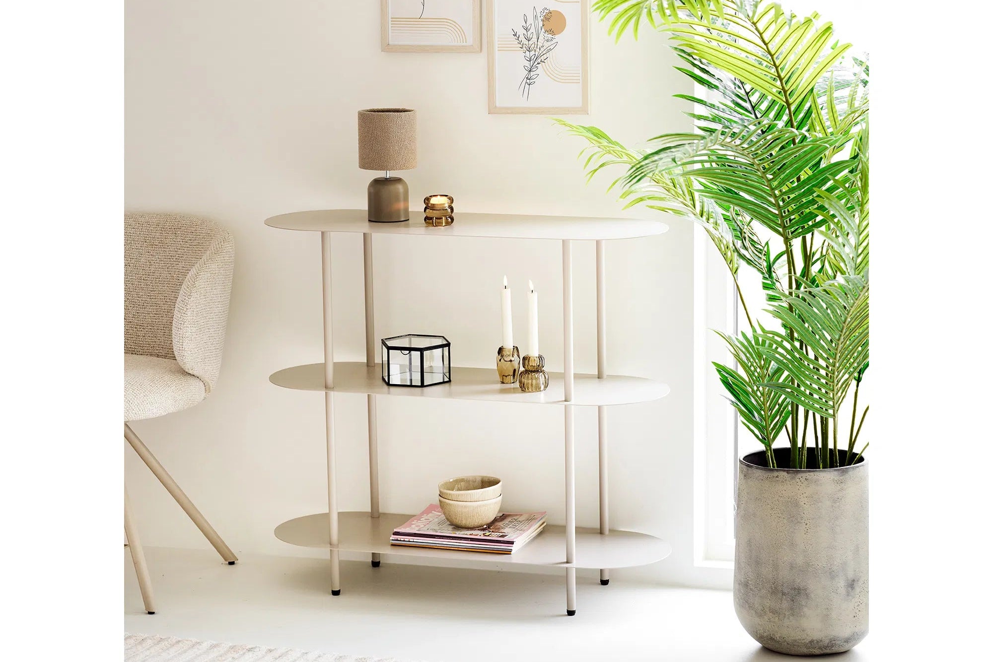 Standregal Kaldora – aus Metall in Sandfarbe