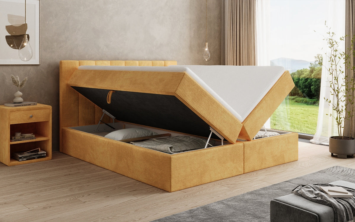 Boxspringbett Sofia in Cord mit Stauraum