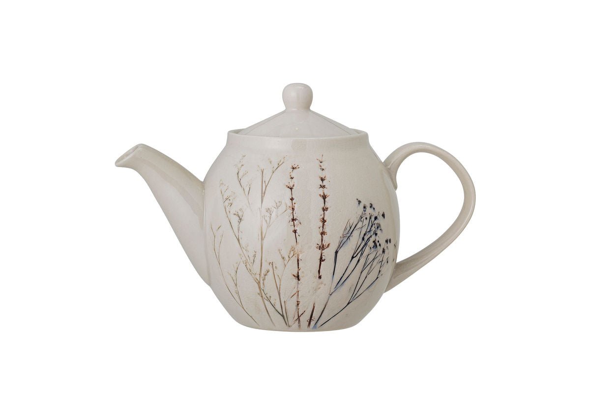 Teekanne Flora – Steingut mit krakelierter Glasur und Blumenmotiv