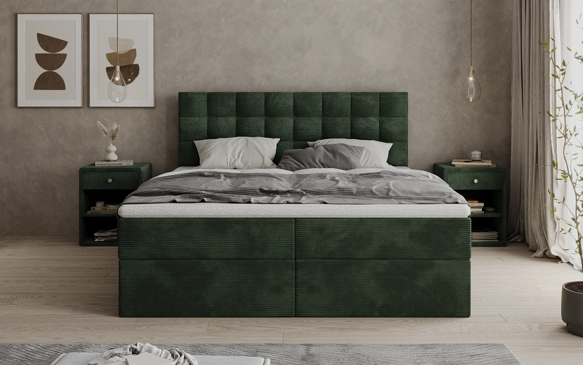 Boxspringbett Como in Cord mit Stauraum