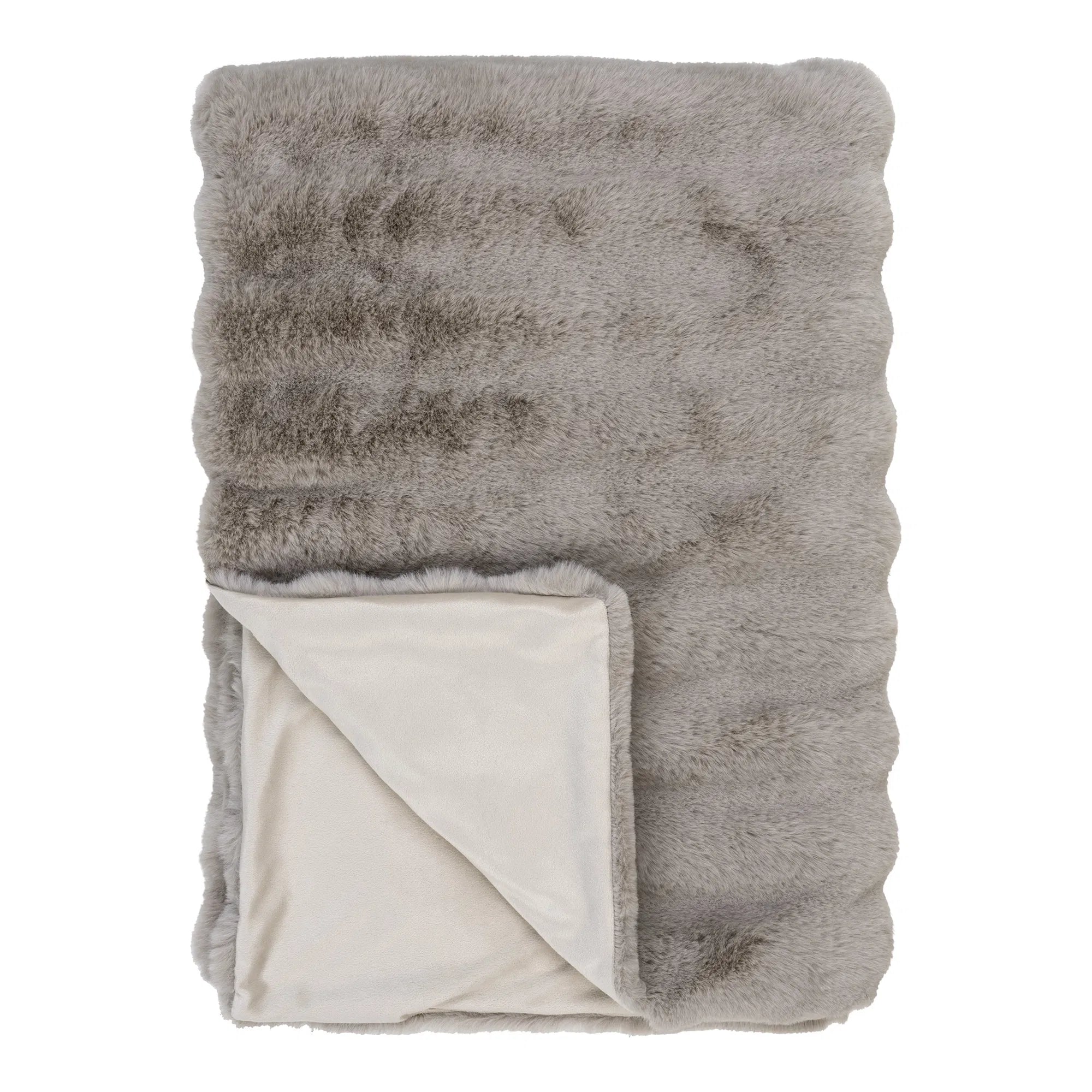 Flausch - Tagesdecke Tao aus Kunstfell Grau 130x180 cm
