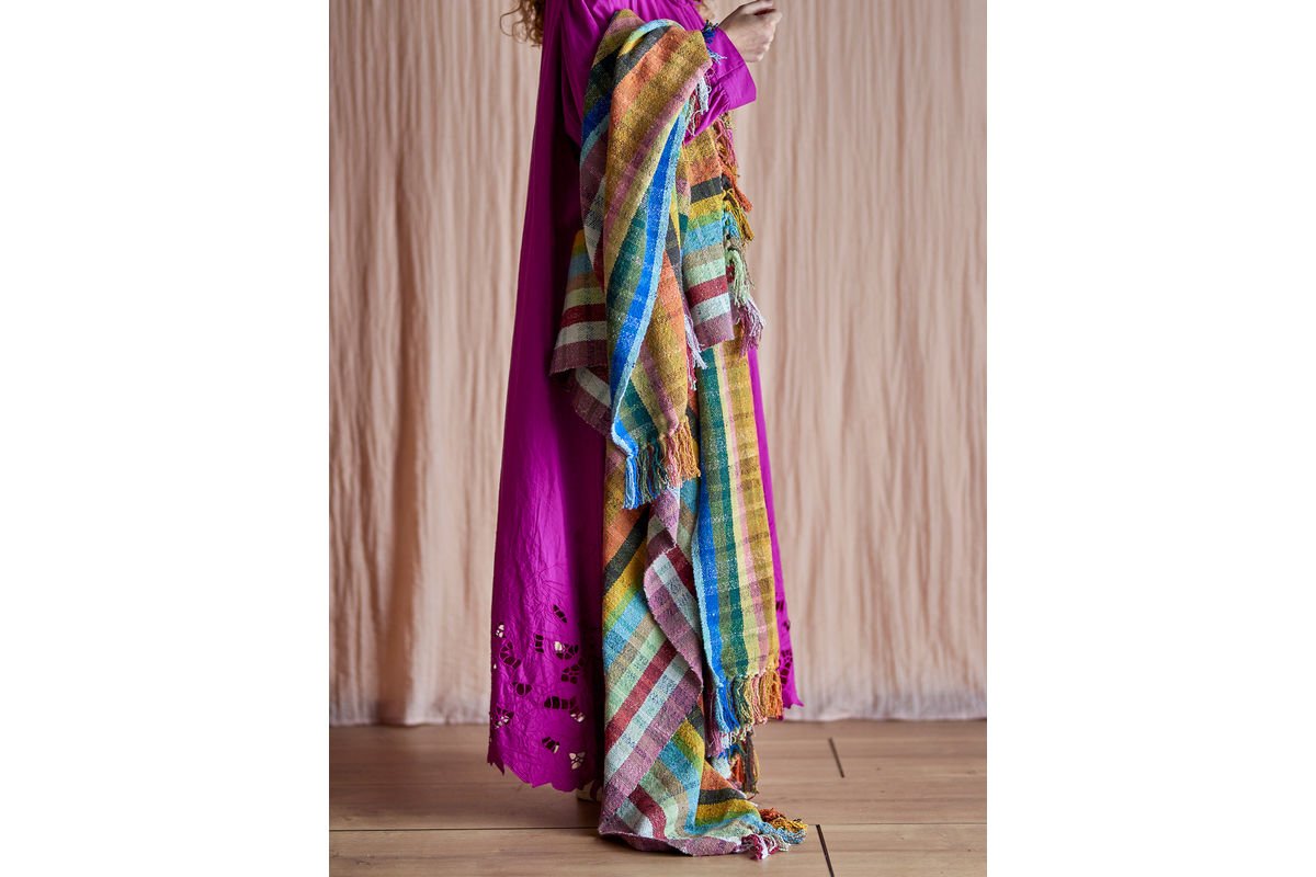 Überwurfdecke Tahi - Bunt, aus recycelter Baumwolle