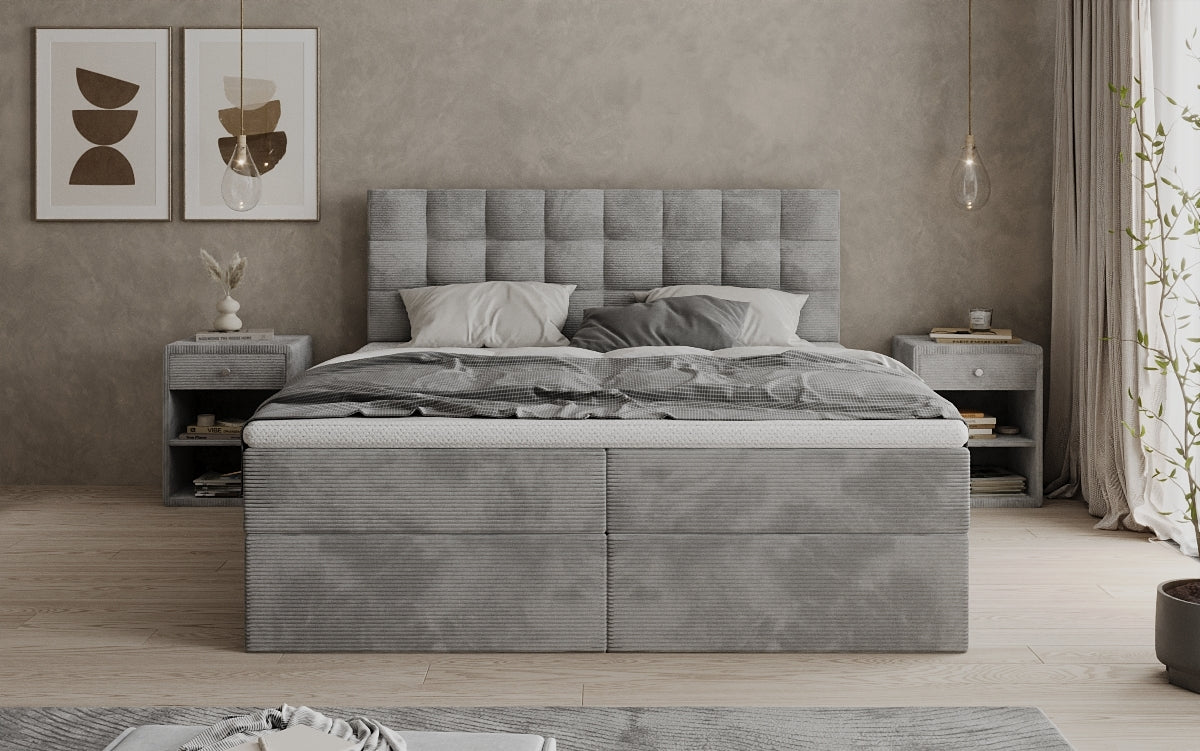 Boxspringbett Como in Cord mit Stauraum