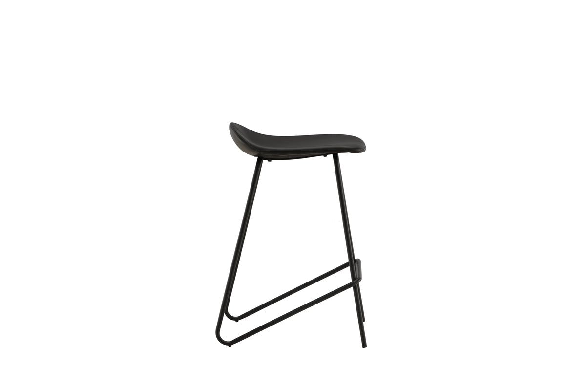 2er Set - Barhocker Georg in Mattschwarz mit PU Sitzfläche