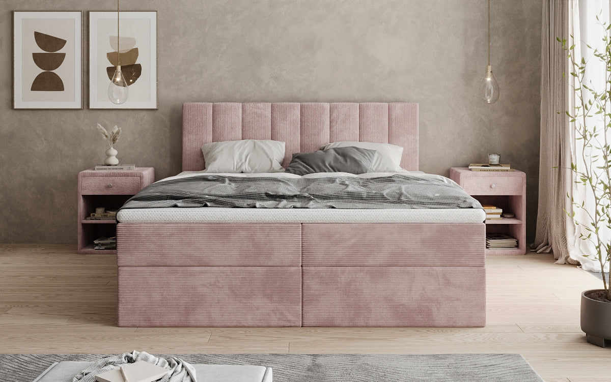 Boxspringbett Sofia in Cord mit Stauraum