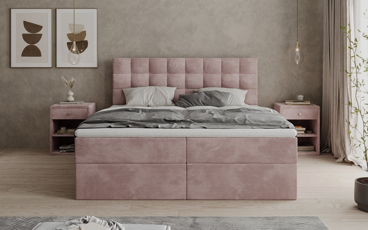 Boxspringbett Como in Cord mit Stauraum
